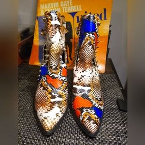 Snakeskin multicolored boots by Pazzle. NWOT